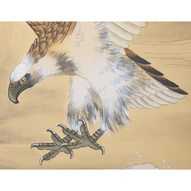 C. 1970s Painted Chinese Silk Screen "Bald Eagle" For Sale - Image 9 of 18