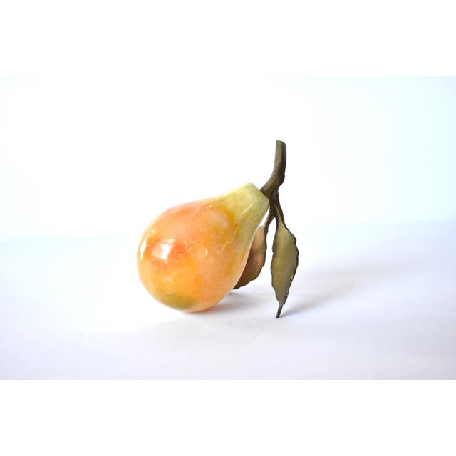 Boho Chic Mid-Century Italian Marble & Brass Pear Paperweight For Sale - Image 3 of 6