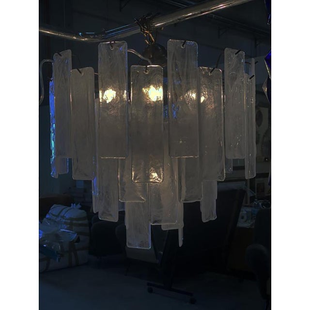 Contemporary Strips Alabaster Listelli Murano Glass Chandelier by Simoeng For Sale - Image 3 of 11