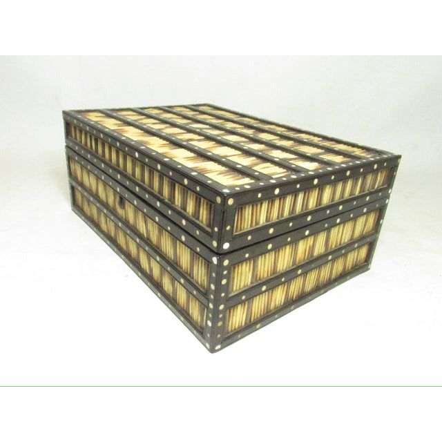 Wood Large Antique Anglo Indian Fitted Quill Box For Sale - Image 7 of 15
