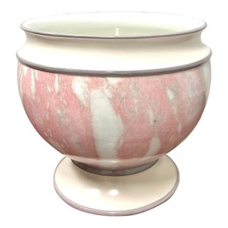 1980's Italian Porcelain Large Footed Centerpiece Bowl For Sale