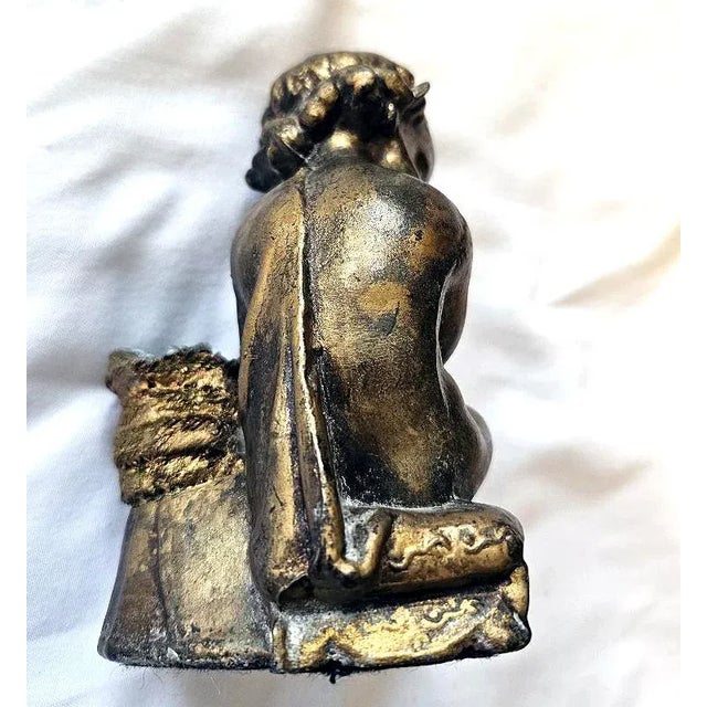 Vintage 1970s Colored Cast Metal Cherub Candle or Pen Holder For Sale - Image 4 of 8