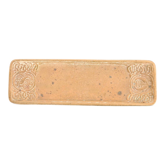 Tiffany Studios New York Zodiac Bronze Doré Pen Tray For Sale