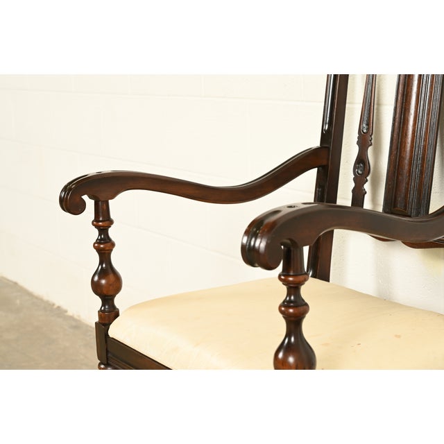 Berkey & Gay Antique English Jacobean Carved Walnut Armchair, Circa 1920s For Sale - Image 9 of 11