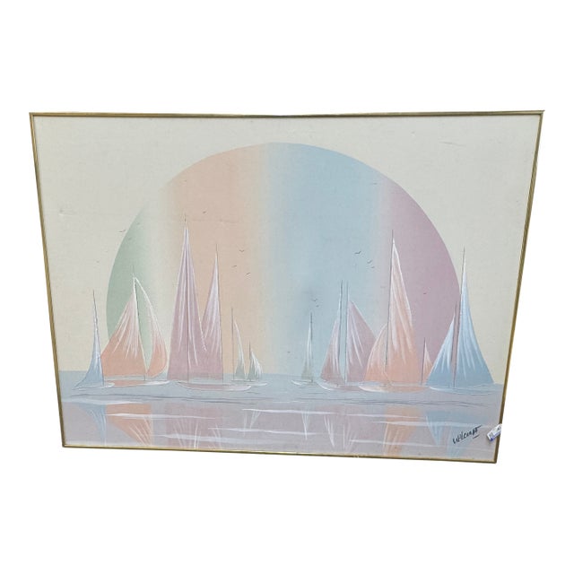 1980s Frank Walcutt “#13 Cont Sail” Oil on Canvas For Sale