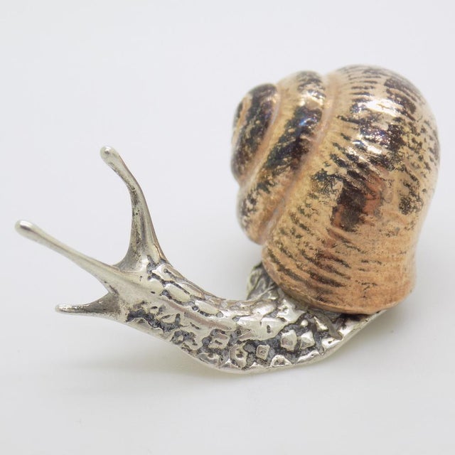 Vintage Italian Handmade Silver and Brass Snail, Tuscany, Italy, 1980s For Sale - Image 3 of 12