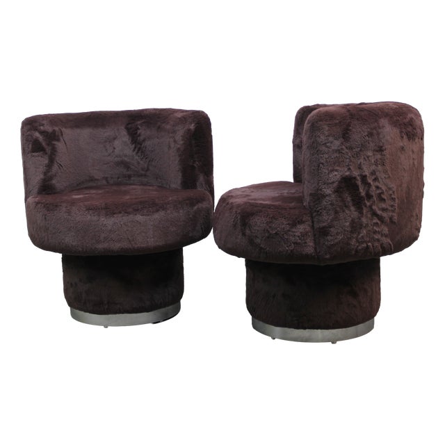 Pop-Style Plush Lounge Chairs, 1970s, Set of 2 For Sale