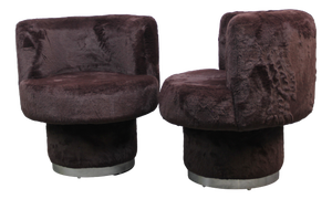 Pop-Style Plush Lounge Chairs, 1970s, Set of 2