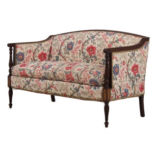 Hickory Chair Mahogany Frame Sheridan Style Loveseat Settee For Sale