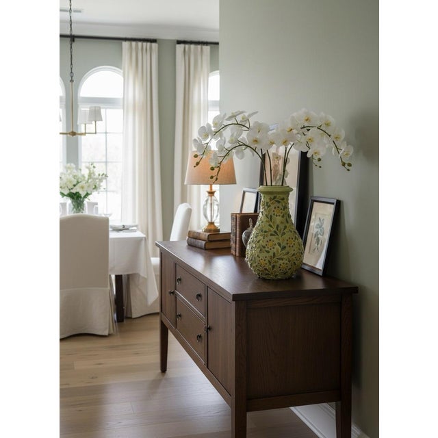 Italian Hand-Painted Relief Floral Ceramic Vase For Sale - Image 9 of 10