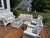 A beautifully matched 6-piece white wicker outdoor living suite, sourced from The Wicker Shop of Old Saybrook, Connecticut...