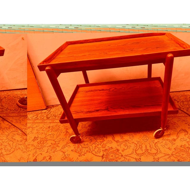 Poul Hundevad Bar Cart, Vamdrup, Denmark, 1960s Elegant and highly functional Danish modern bar cart designed by Poul...