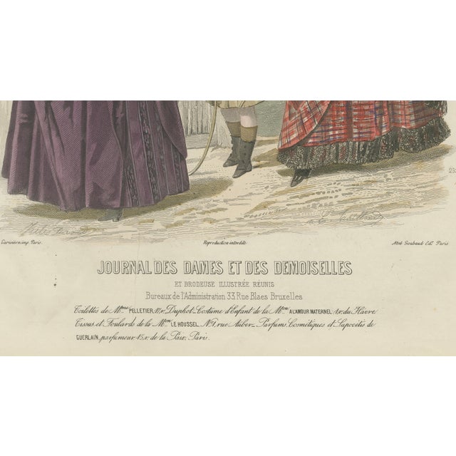 Black Journal des Dames et des Demoiselles, Tartan Dress & Child at Zoo, 1887, Engraving For Sale - Image 8 of 9