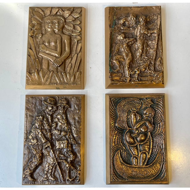 Bronze Wall Plaques by Anders Nyborg, 1970s, Set of 4 For Sale - Image 14 of 14
