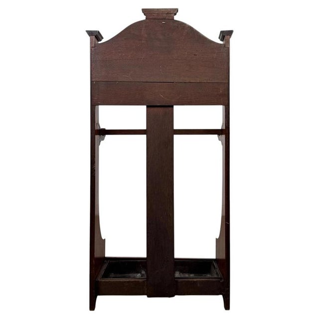 Wood Antique Early 20th Century English Edwardian Walnut Hall Stand For Sale - Image 7 of 10