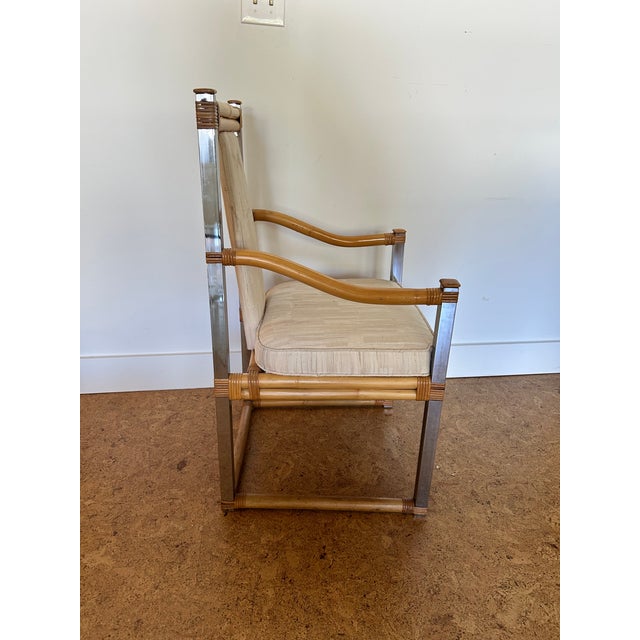 Vintage Chrome and Bamboo Lounge Chair For Sale - Image 9 of 12