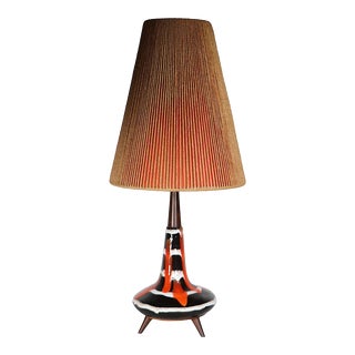 Mid Century Maurice Chalvignac Pottery Lamp With Original Shade C. 1950's For Sale