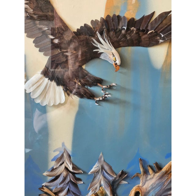 Multi Media 3d Bald Eagle in Flight Shadow Box Framed 37" X 33" For Sale - Image 9 of 13