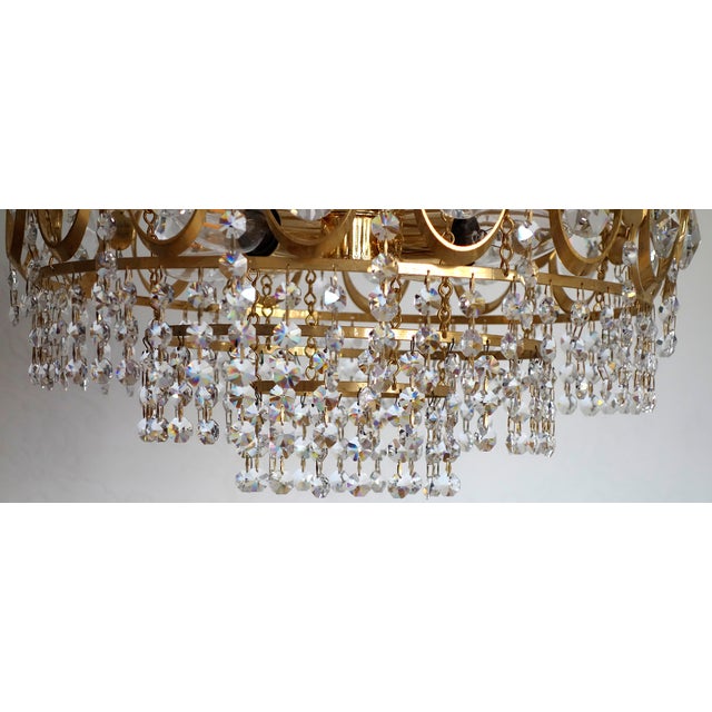 Brass and Lead Crystal 4-Light Chandelier from Weinfurtner, 1970s For Sale - Image 9 of 14