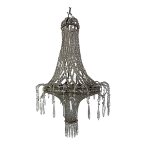 Elegant Early 20th Century Empire-Style Crystal Beaded Chandelier