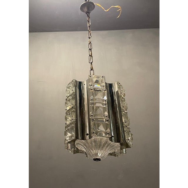 Cut Crystal & Chrome Pendant Light, 1970s For Sale - Image 6 of 14