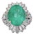 1990s 6.8 Carat Oval Cut Colombian Emerald and Diamond Platinum Ring, Size 4.5 For Sale