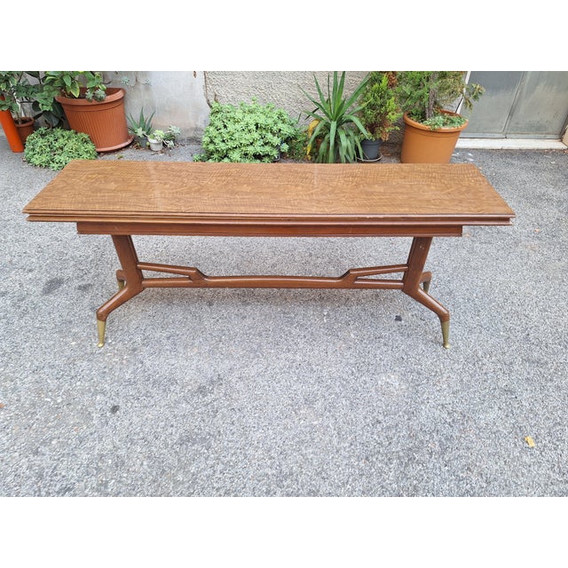 Mid-Century Modern Wooden Console Table with Burl Wood Top and Formica Top, 1950s For Sale - Image 3 of 18