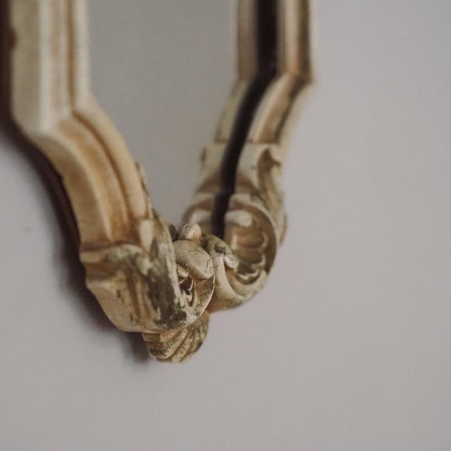 Wood Rococo Style Wall Mirror in Ivory For Sale - Image 7 of 9