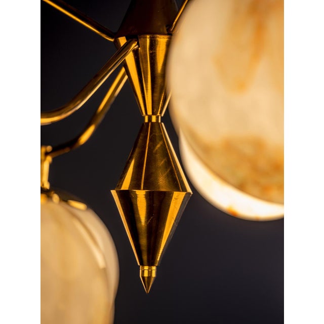 Mid-Century Modern Vintage Marbled Glass Chandelier from Kamenický Šenov, 1980s For Sale - Image 3 of 9