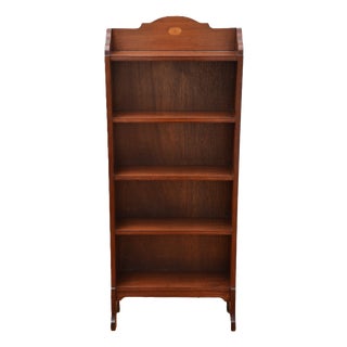 Antique Edwardian Mahogany and Inlaid Open Bookcase, 1900s For Sale