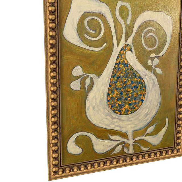 Abstract Paisley Botanical Original Painting Acrylic & Oil Art Framed by Tatiana Dupearult For Sale - Image 3 of 4