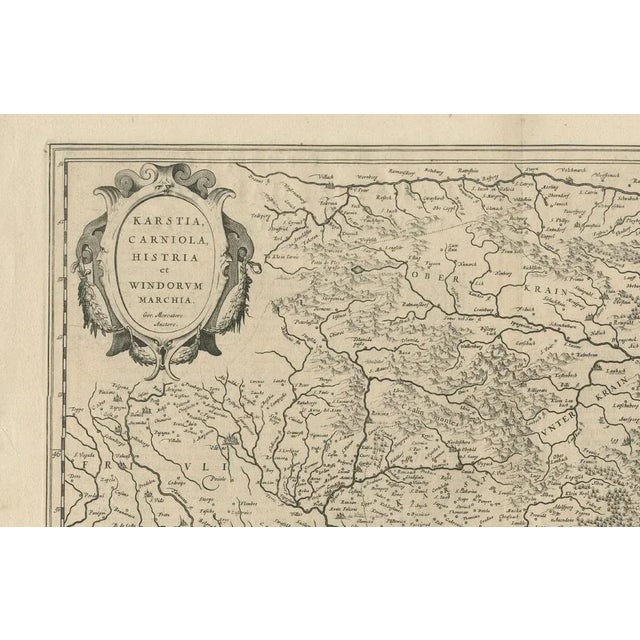 Antique Map of Karst, Carniola, Istria and Trieste from Blaeu, 1640s For Sale - Image 4 of 10