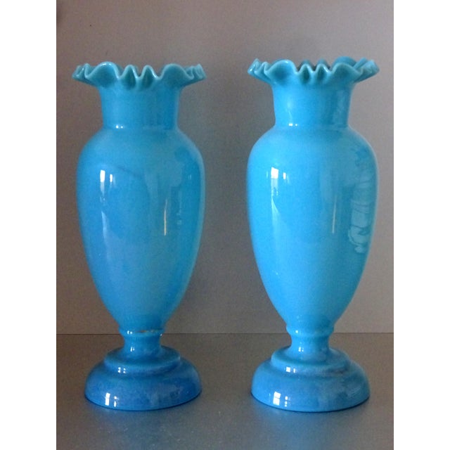 Painted Opaline Vases, 1900s, Set of 2 For Sale - Image 12 of 13