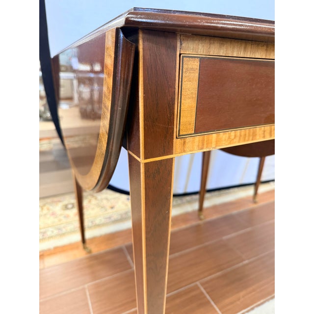 Pair of Mahogany Inlay Pembroke Drop Leaf End Tables For Sale - Image 10 of 11
