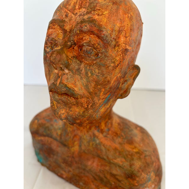 Unique, textured ceramic bust reminiscent of works by Pablo Alonso Herraiz, Jethro Crabb or American sculptor, Jo...
