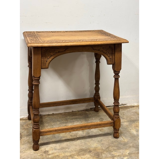 Wood 19th Century English Oak Table With Lunette Frieze Detail For Sale - Image 7 of 11