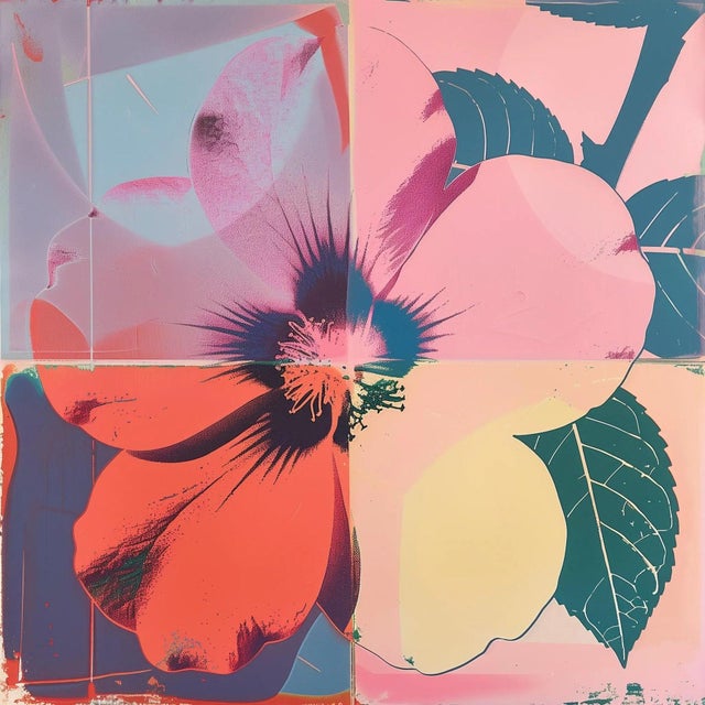 Set of 4 Framed Botanical Photograph Prints — Pop Art Flowers No. 2 For Sale - Image 4 of 10