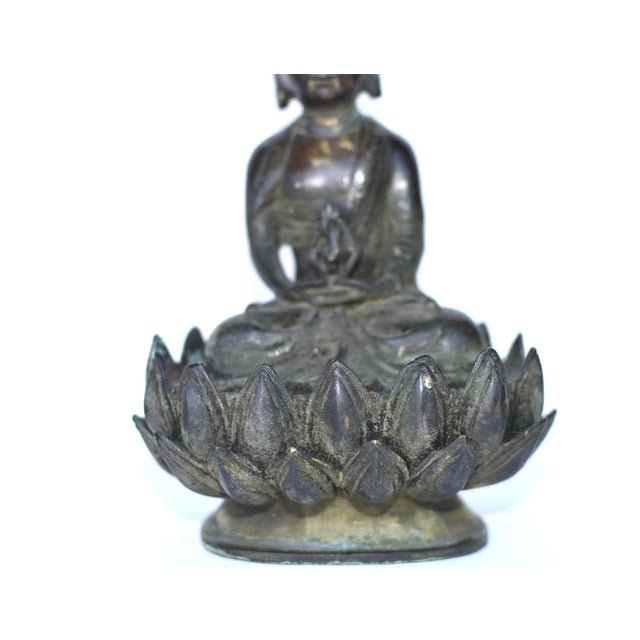 Green 19th Century Chinese Young Buddha on Lotus Throne For Sale - Image 8 of 12