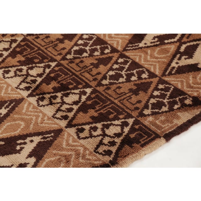 Traditional Vintage French Geometric Brown & Beige Wool Pictorial Rug by Rug & Kilim, France For Sale - Image 3 of 11