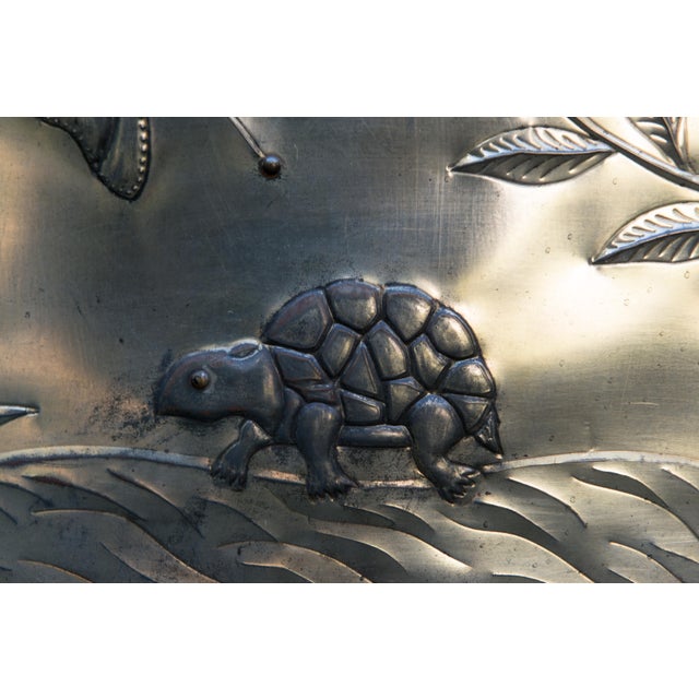 Signed Bustamante Brass Fireplace Screen / Wall Animal Sculpture - Set of 3 For Sale - Image 9 of 13