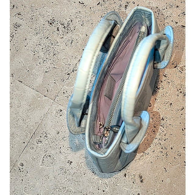 '90s Cole Hahn Mini Faux Alligator Handbag For Sale - Image 4 of 6