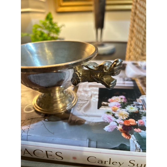 Antique European Silver Plated Pedestal Bowl With Cast Dragon Handles For Sale In San Francisco - Image 6 of 6