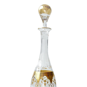 1970s Baccarat Prestige Crystal Decanter: Gold Encrusted Louis XVI Style