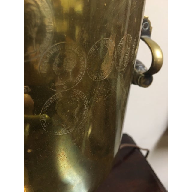 19thc Large Russian Brass Samovar Lamp With Hallmarks With Wooden Handles For Sale - Image 12 of 12