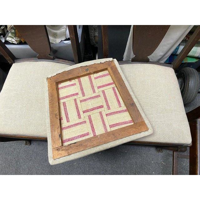 Brown Arts & Crafts Queen Anne Style Oak and Lee Jofa Linen Dining Chairs, Set of 3 For Sale - Image 8 of 13