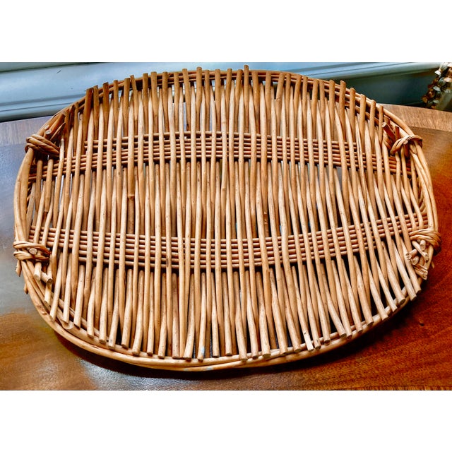 1960s French Country Style Wicker Serving Tray For Sale - Image 5 of 8