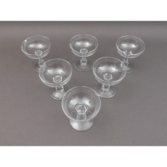 Mid-Century Modern Mid 20th Century Baccarat Crystal France Signed Gascogne Champagne Sherbet Glasses- Set of 6 For Sale - Image 3 of 7