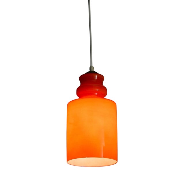 Orange Cased Glass Pendant Light, 1970s For Sale