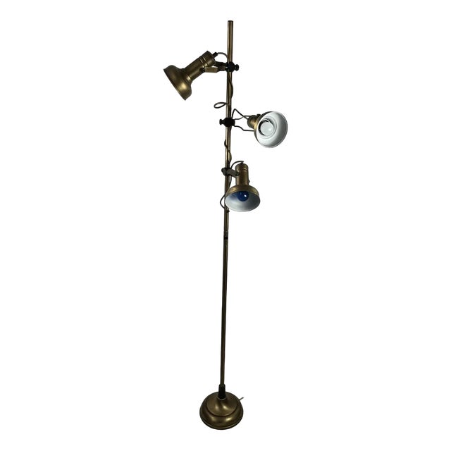 3-Light Floor Lamp in Brass and Aluminum, Italy, 1970s For Sale