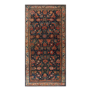 Excellent Navy Background Color With Ivory Border Tribal Style Antique Bijar Persian Rug